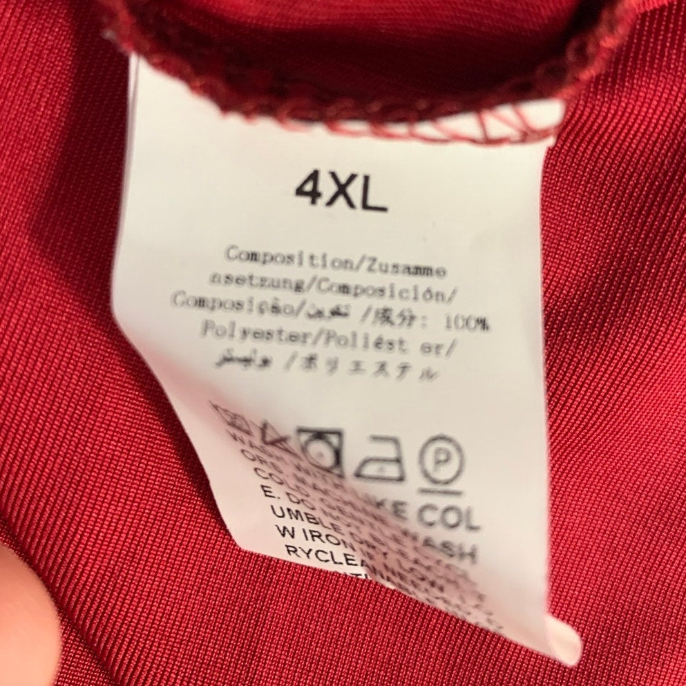 Womens 4XL Red 100% Polyester Short Sleeve Scoop Neck Snap Closure Bodysuit