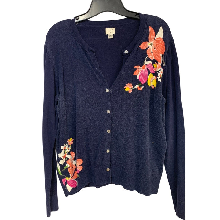 Lot of 2 A New Day Francescas Womens Large Floral Long Sleeve Front Cardigans