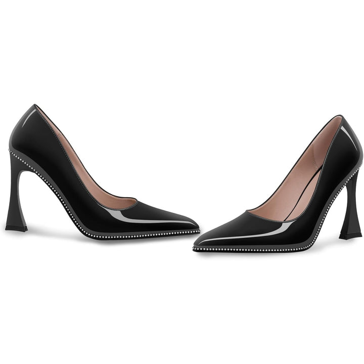 Odetina Womens Size 8.5 Black 4" Heels Closed Pointed Toe Slip On Pumps Shoes