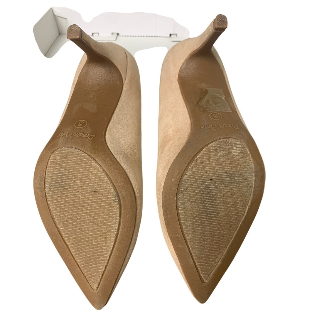 Dream Pairs Womens Size 5 Tan Faux Suede Pointy Toe Slide On 3" Heel Pumps Shoes