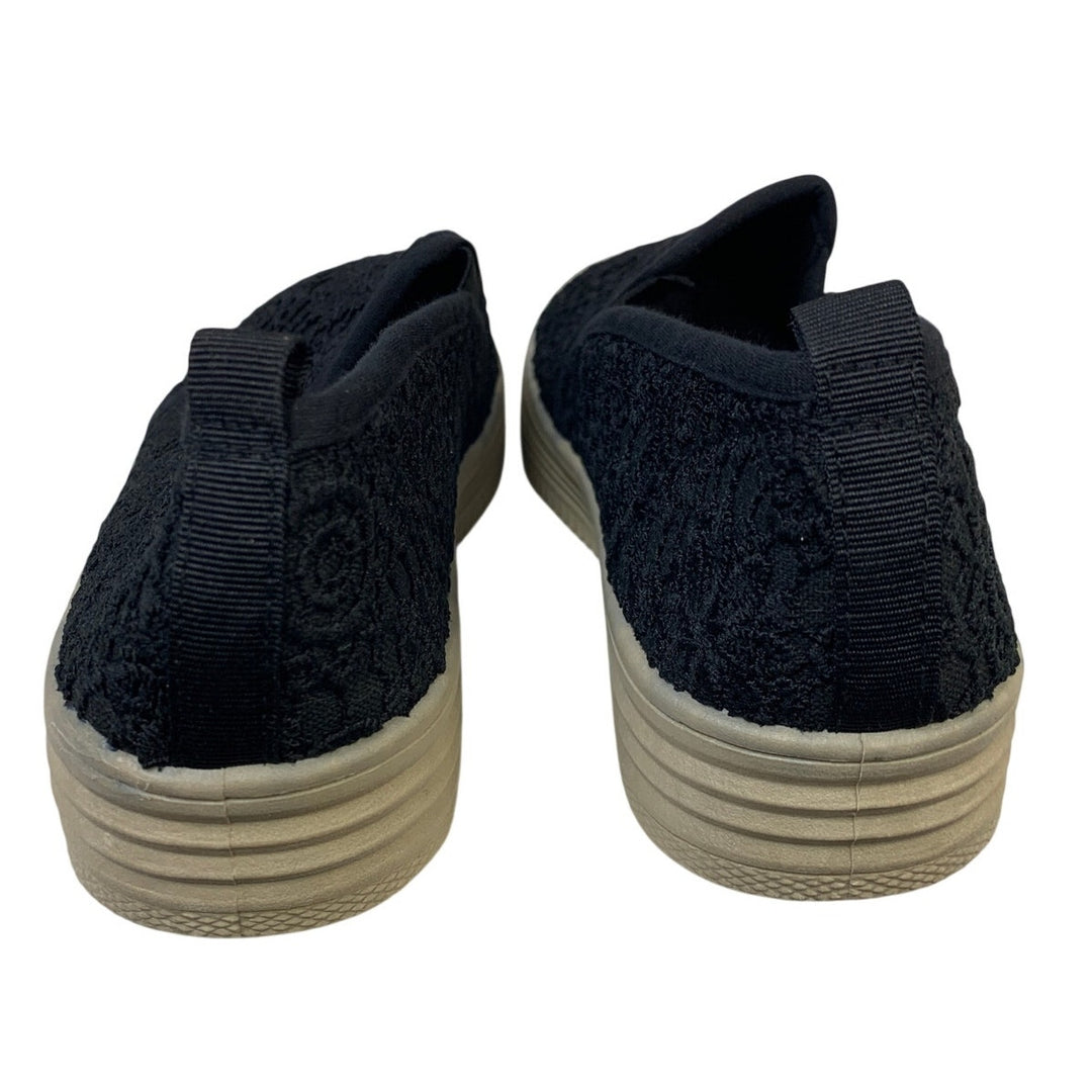 Shupua Womens Size 8 Black Sneakers Rope Round Toe Slip on Casual Shoes
