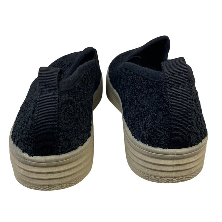 Shupua Womens Size 8 Black Sneakers Rope Round Toe Slip on Casual Shoes