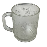 Vintage Cut Glass Bowl Flower Petal Candy Dish w chip Leaves Vines Mug