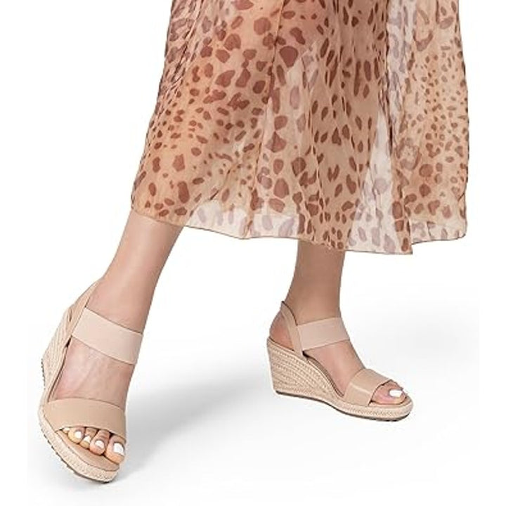 Dream Pairs Womens Size 8 Tan Open Toe Espadrille Platform 3.5" Heel Sandals