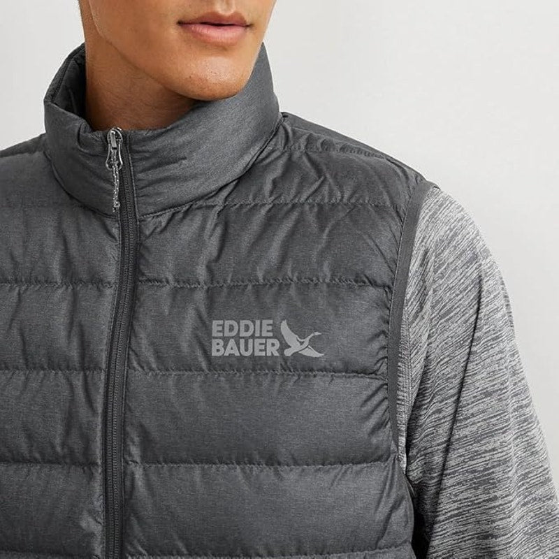 New Eddie Bauer Mens Medium Smoke Gray CirrusLite 650FP Down Zip Up Puffer Vest