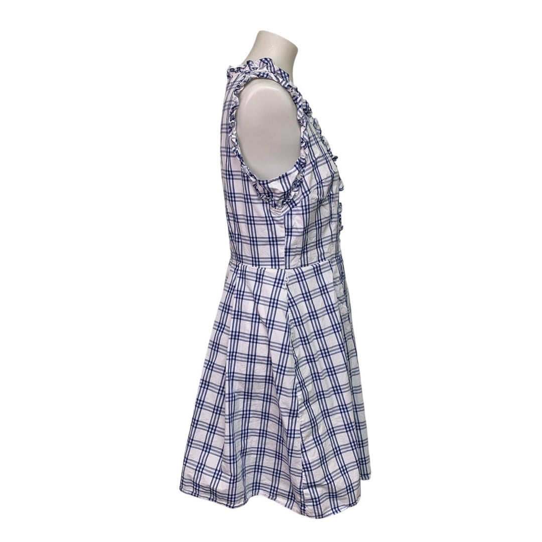 Be By Chetta B Womens Size 10 Plaid Sleeveless Ruffled Side Zip Fit Flare Dress