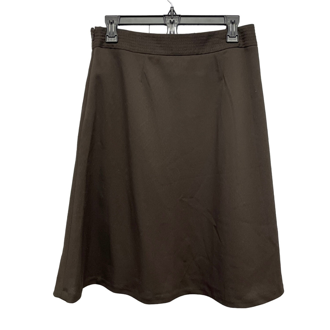 Ann Taylor Womens Size 6 Brown Wool Blend A-Line Side Zip Career Midi Skirt