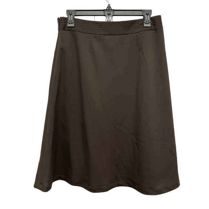 Ann Taylor Womens Size 6 Brown Wool Blend A-Line Side Zip Career Midi Skirt