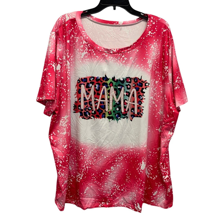 Womens Plus Size 4XL Mama Leopard Print Tie Dyed Short Sleeve Polyester Tee