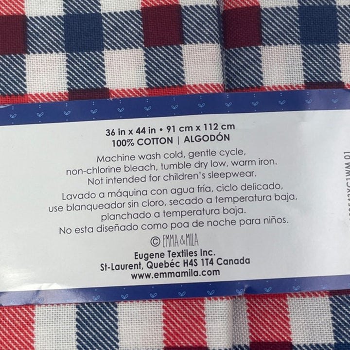 1 YD New Emma &amp; Mila 36" X 44" USA Red White Blue Gingham Quilting Cotton Fabric