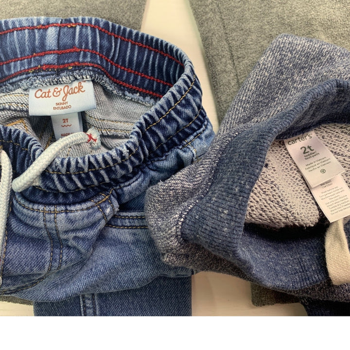 4 Baby Boys 2T Long Elastic Drawstring Waist Sweatpants Jeans Pants Clothes Lot
