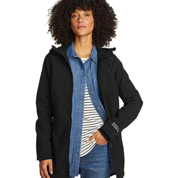 New Eddie Bauer Womens Small Black Point Vista StormRepel Hooded Parka Coat