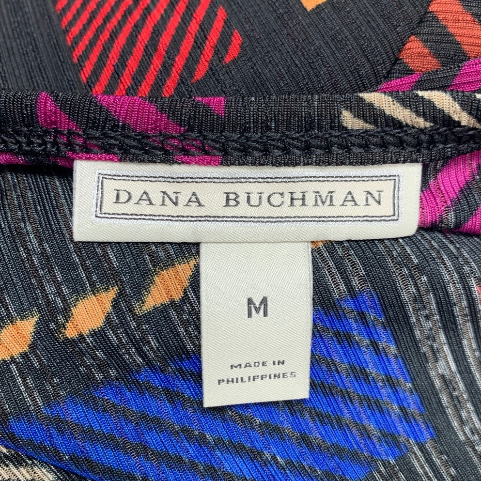 Dana Buchman Womens Medium Asymmetrical Patterned Long Sleeve Key Hole Dress