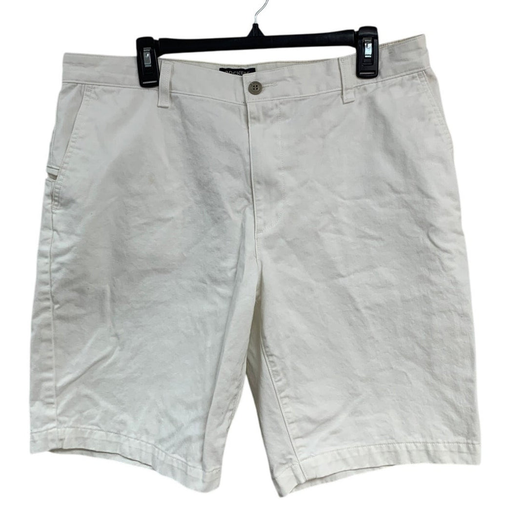 Dockers Mens Size 36 White 100% Cotton Multi Pocket Long Denim Shorts w Pockets