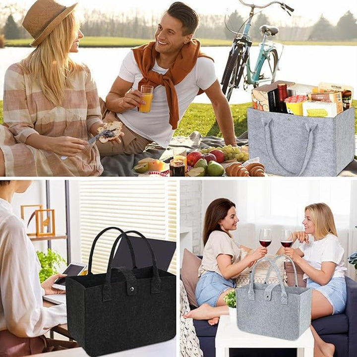 New 2-Pack YueNepenth Black Gray Soft Fabric Reusable 20LShopping Tote Bags