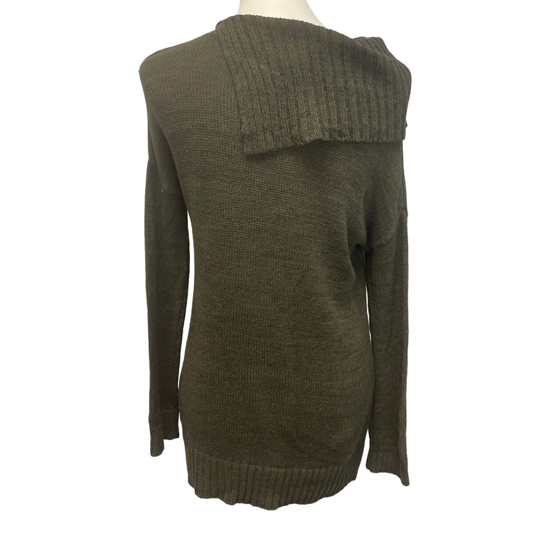 Matty M Womens Small Cotton Blend Asymmetrical Neck Long Sleeve Knit Sweater