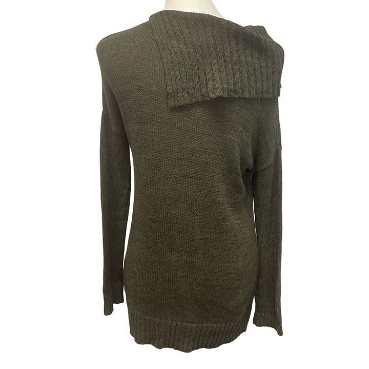 Matty M Womens Small Cotton Blend Asymmetrical Neck Long Sleeve Knit Sweater