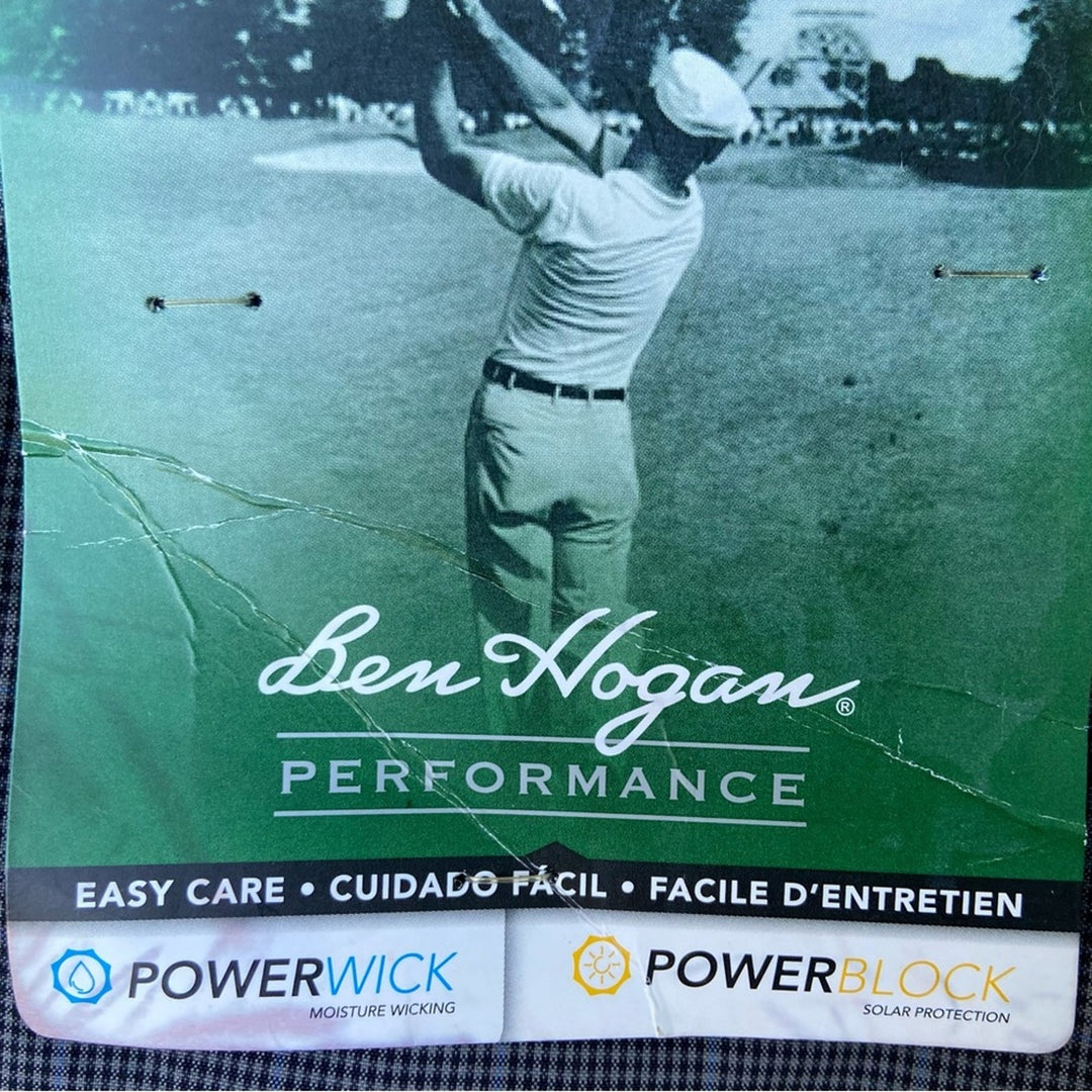 New Ben Hogan Mens Size 32 Gray Plaid Moisture Wicking Golf Performance Shorts