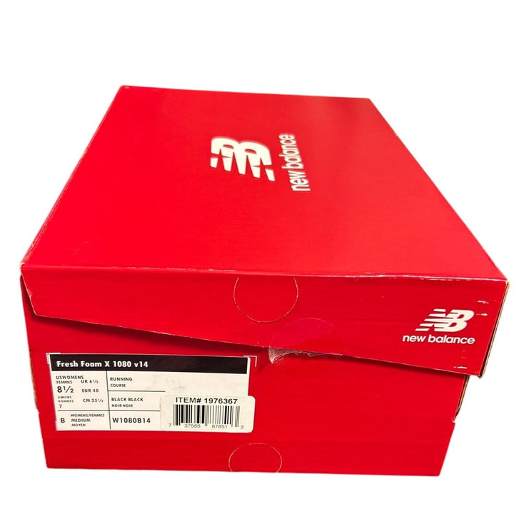New Balance Womens 8.5 Black Fresh Foam X 1080v14 Athletic Sneaker Lace Up Shoes