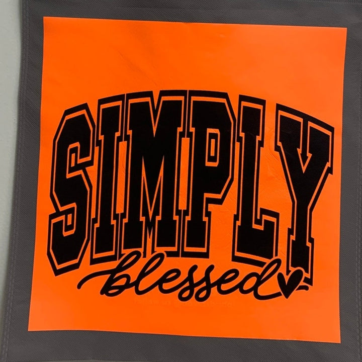 New Upcycled Hand Printed Simply Blessed God Bible Shopper Tote Bag