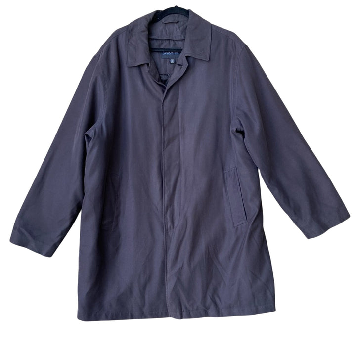 London Fog Mens 42R Regular Black Long Button Up Zip Out LIner Winter Coat