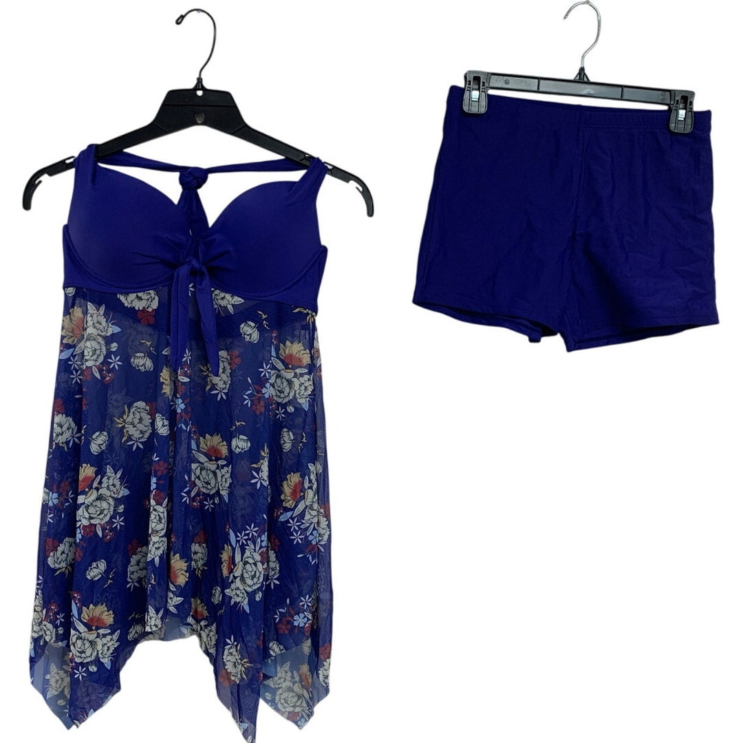 NWT New Holipick Women Medium Floral Push Up Halter 2 Piece Tankini Swimsuit
