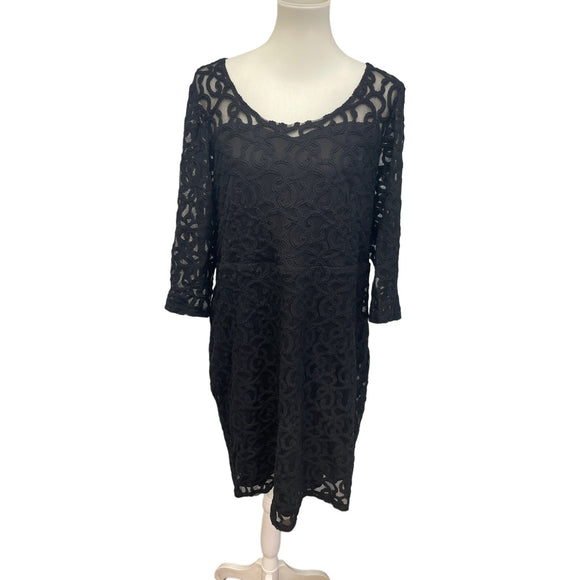 New Lane Bryant Womens Plus Size 18/20 Long Sleeve Lacy Overla Sheath Dress LBD