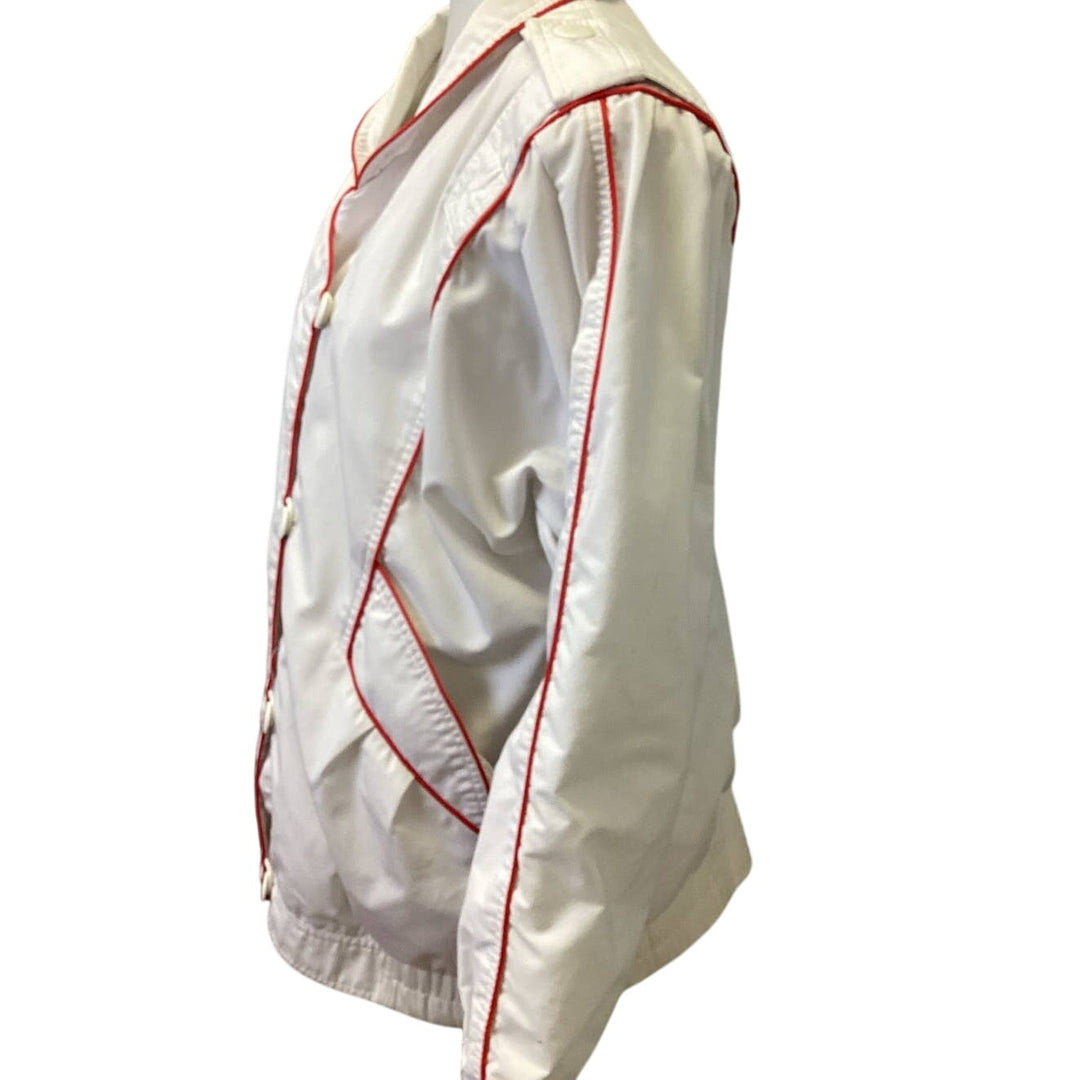 Vintage 1980s Mulberry Street Womens Medium White Button Up PolyCotton Jacket