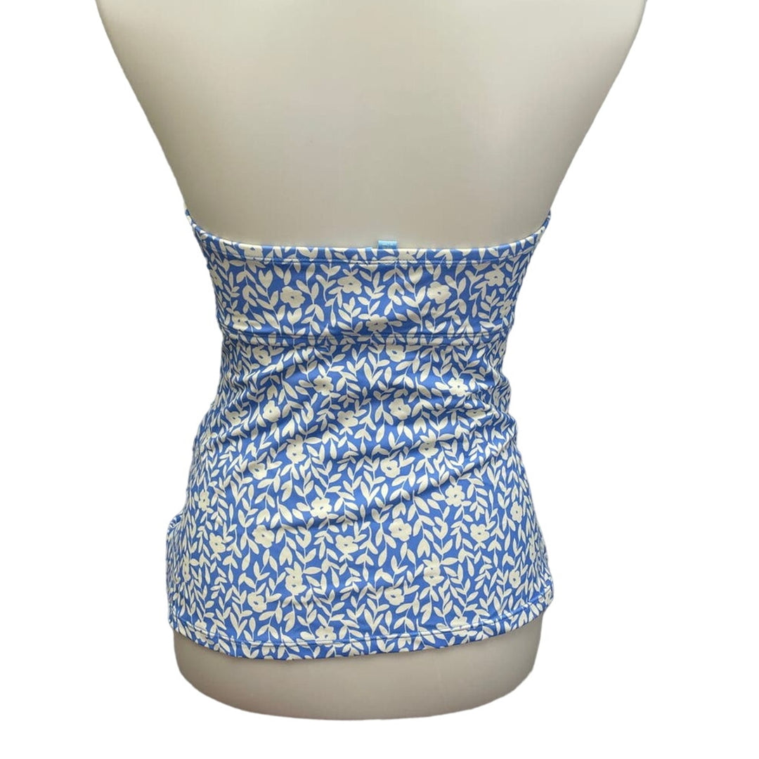 New Draper James Womens Detachable Straps Blue Floral Swim Top ONLY