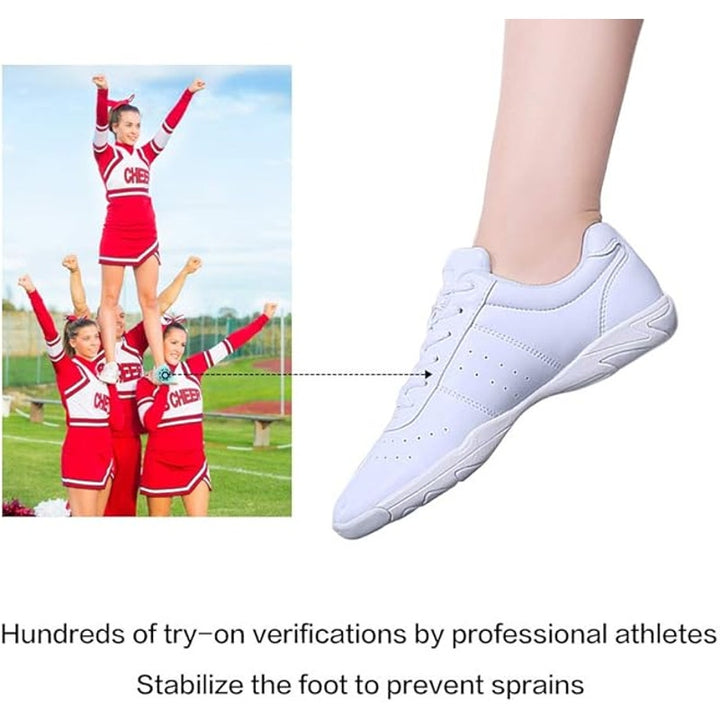 Smapavic Womens Size 9.5 White Faux Leather Lace Up Athletic Cheer Sneaker Shoes