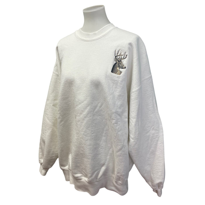 Mens 2X Heavy Duty Long Sleeve Cotton Blend Embroidered Deer Warm Sweatshirt