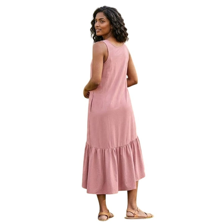 New Eddie Bauer Womens XXL Desert Pink Departure UPF 50+ Sleeveless Midi Dress