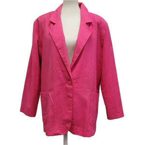 Vintage Bonjour Womens Large Valentine Pink Single Button Lined Career Blazer