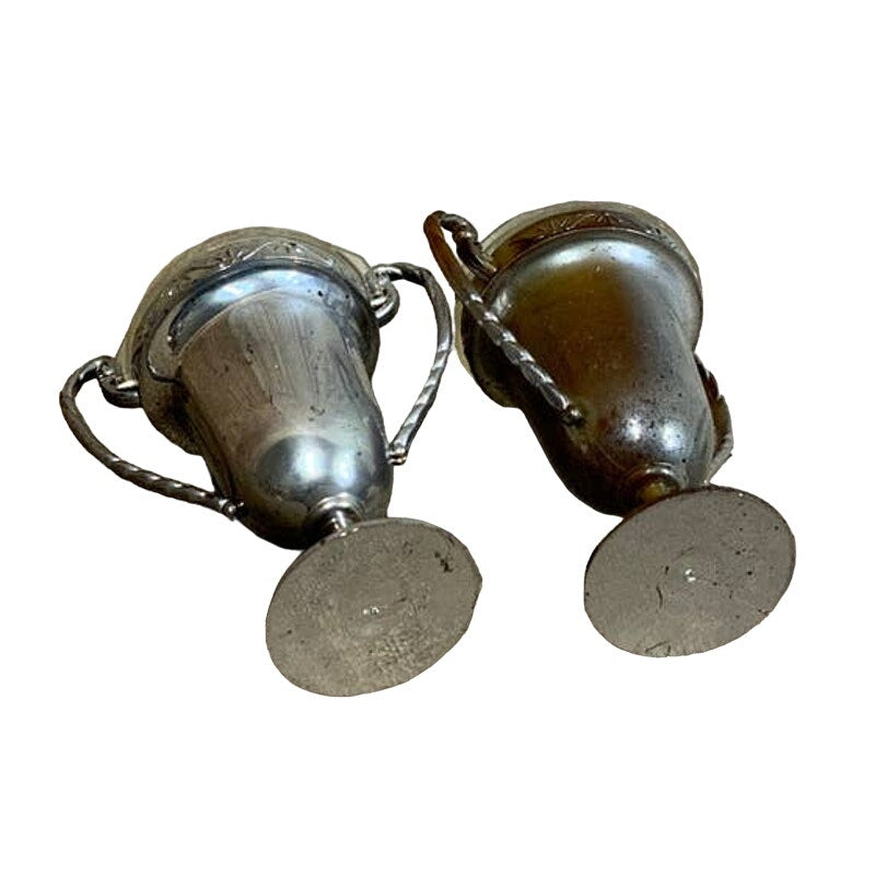 Vintage Silver Plastic St Louis Tarnished Salt Pepper Shakers Set
