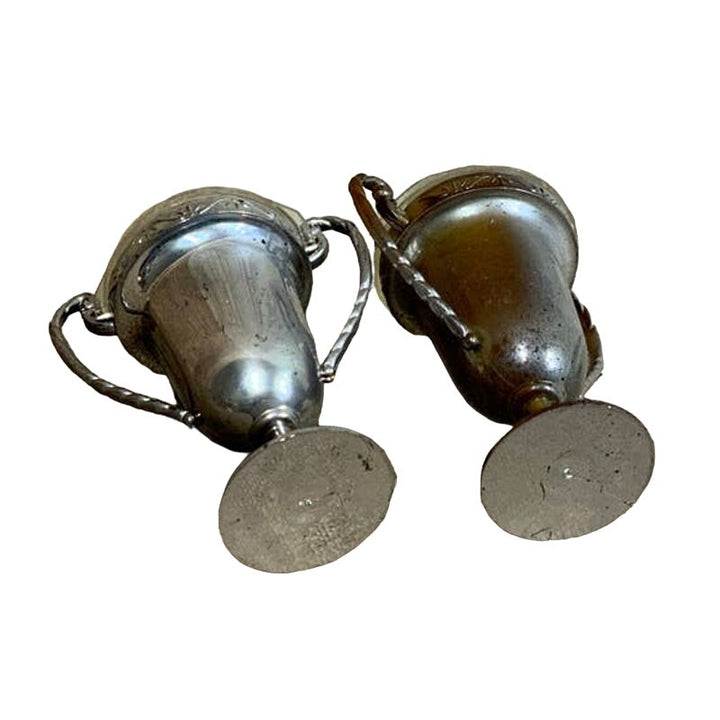 Vintage Silver Plastic St Louis Tarnished Salt Pepper Shakers Set