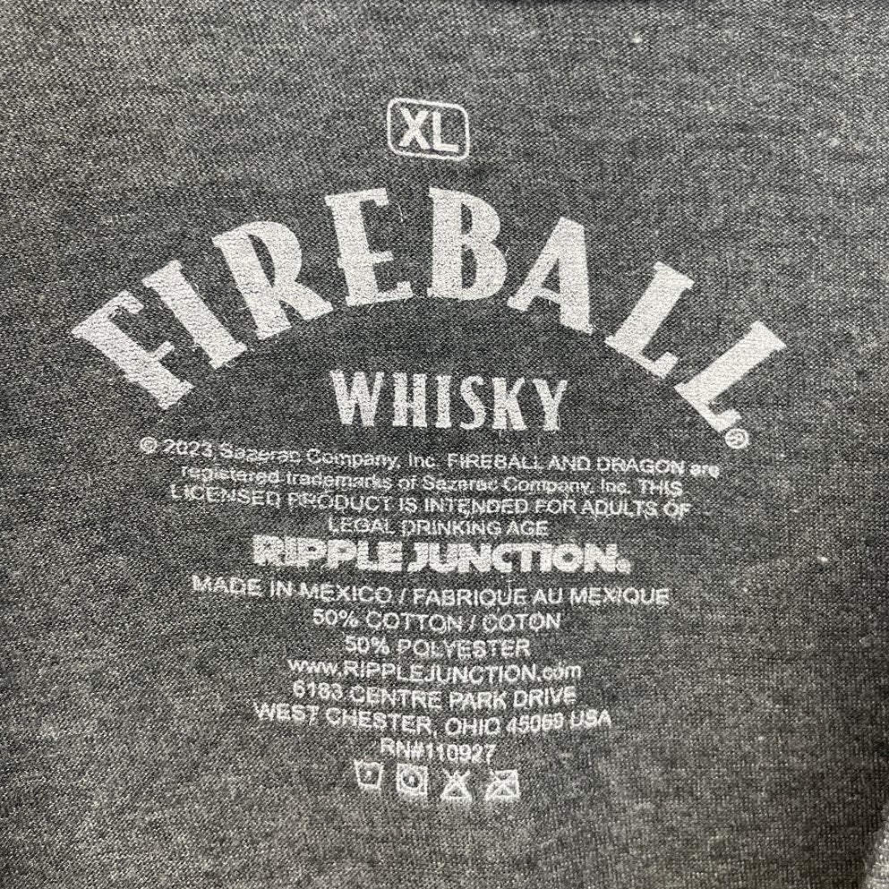 New Fireball Whisky Mens XL Cotton Blend Crew Neck Short Sleeve Tee Shirt