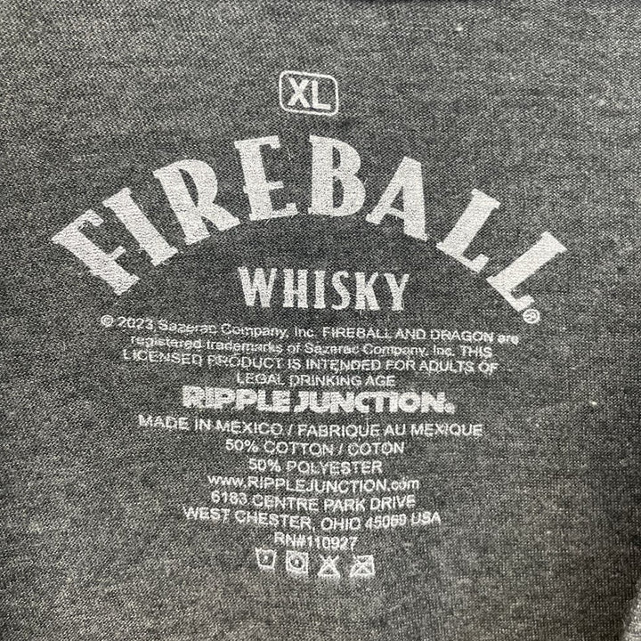 New Fireball Whisky Mens XL Cotton Blend Crew Neck Short Sleeve Tee Shirt