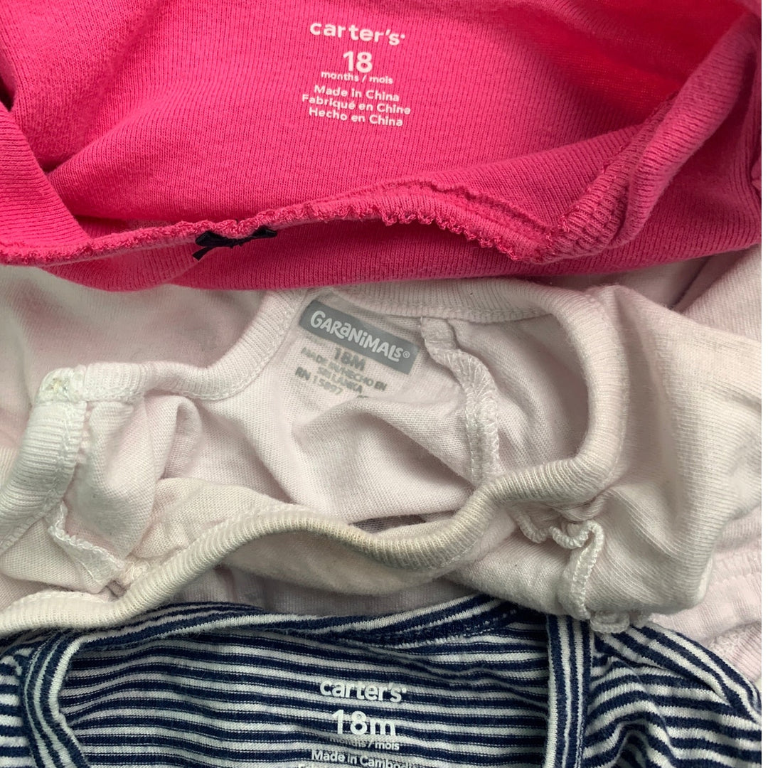 Lot of 9 Carters Garanimal Cat &amp; Jack Baby Girls 18 Mos Shirts One Piece Outfits