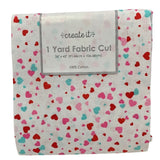 1 YD New Create It 36" X 42" Valentine Confetti Hearts Quilting Cotton Fabric