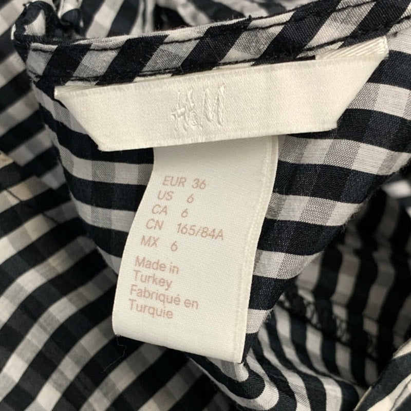 H &amp; M Womens Size 6 Lightweight Gingham Ruffled Shoulder Sleeveless Sheath Dress