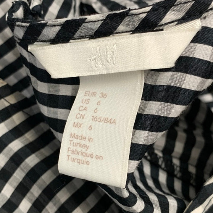 H &amp; M Womens Size 6 Lightweight Gingham Ruffled Shoulder Sleeveless Sheath Dress