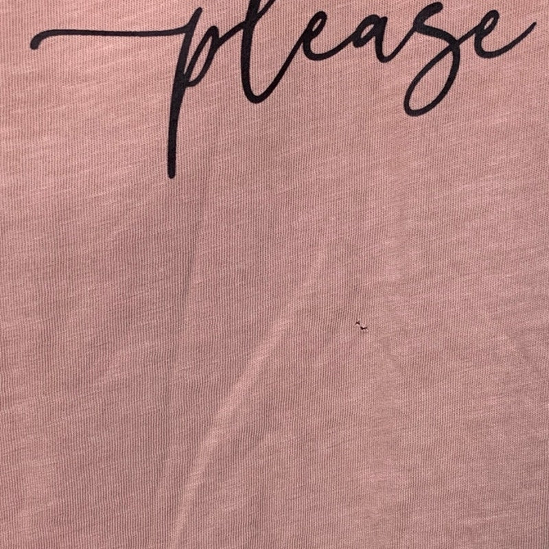 New Upcycled Hand Printed Womens Medium Beach Beach Please Crew Neck Tee