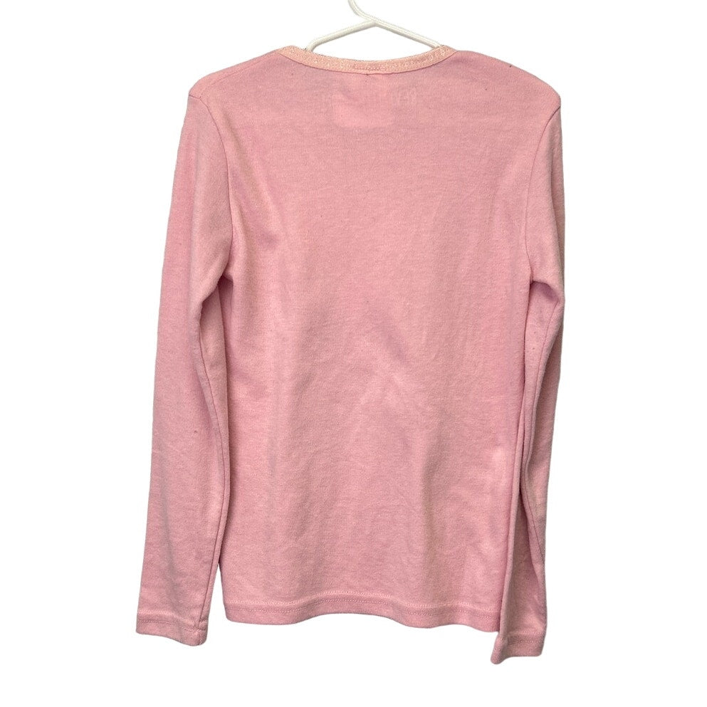 Hand Printed Upcycled Girls Medium Panda Bear Long Sleeve PolyCotton Tee