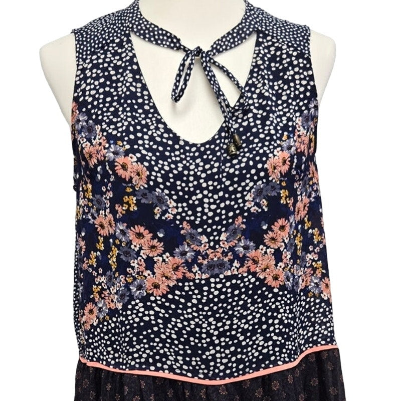 Xhilaration Womens Large Sleeveless Polka Dot Lined Polyester A-Line Dress
