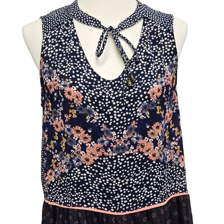 Xhilaration Womens Large Sleeveless Polka Dot Lined Polyester A-Line Dress