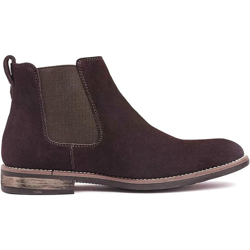Bruno Marc Mens Size 7 Brown Suede Leather Slide On Low Heel Chelsea Ankle Boots