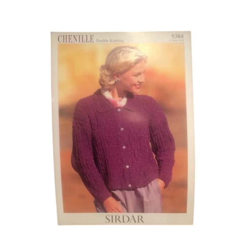 New Sirdar 5384 Chenille Ladies Cardigan Sweater Double Knitting Pattern