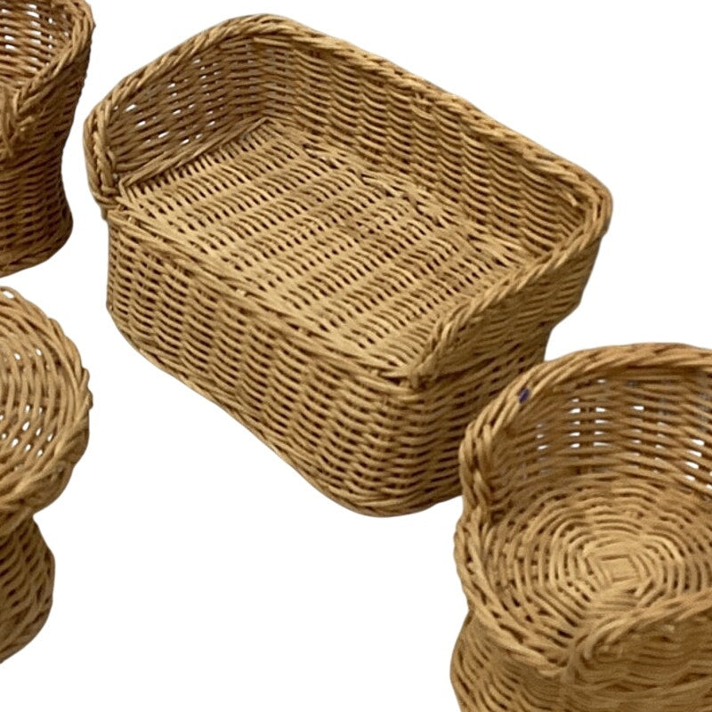 4 Piece Vintage Rattan Doll House Chairs Table Couch Stuffed Bear Furniture Set
