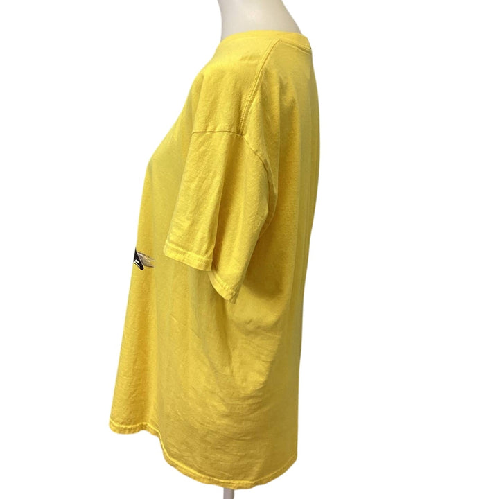 Hand Printed Upcycled Womens Large European Goldfinch Bird Cotton Tee Shirt