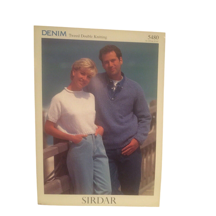 New Sirdar 5480 Denim Tweed Double Knitting Mens Womens Pullover Sweater Pattern
